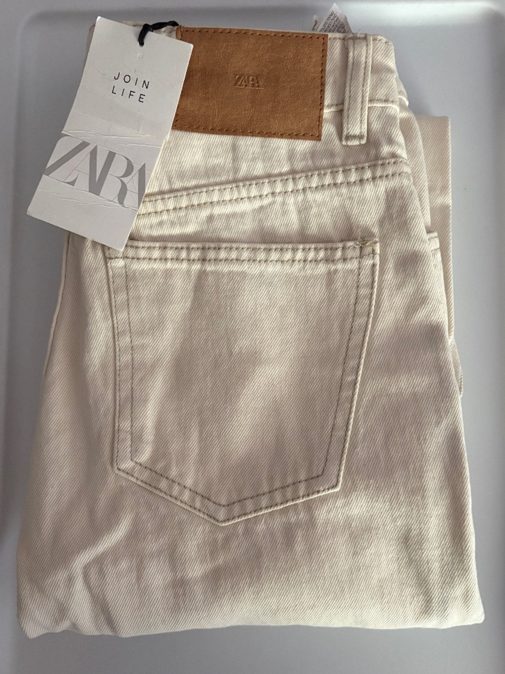 NWT Zara White Canvas Pants Size 12